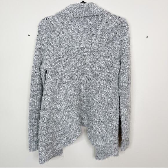 LOFT XSmall XS Drape Front Cardigan Sweater Alpaca Wool Blend Light Marled Gray - Picture 2 of 8